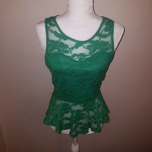 DEUT 28 LACE GREEN FLORAL TOP